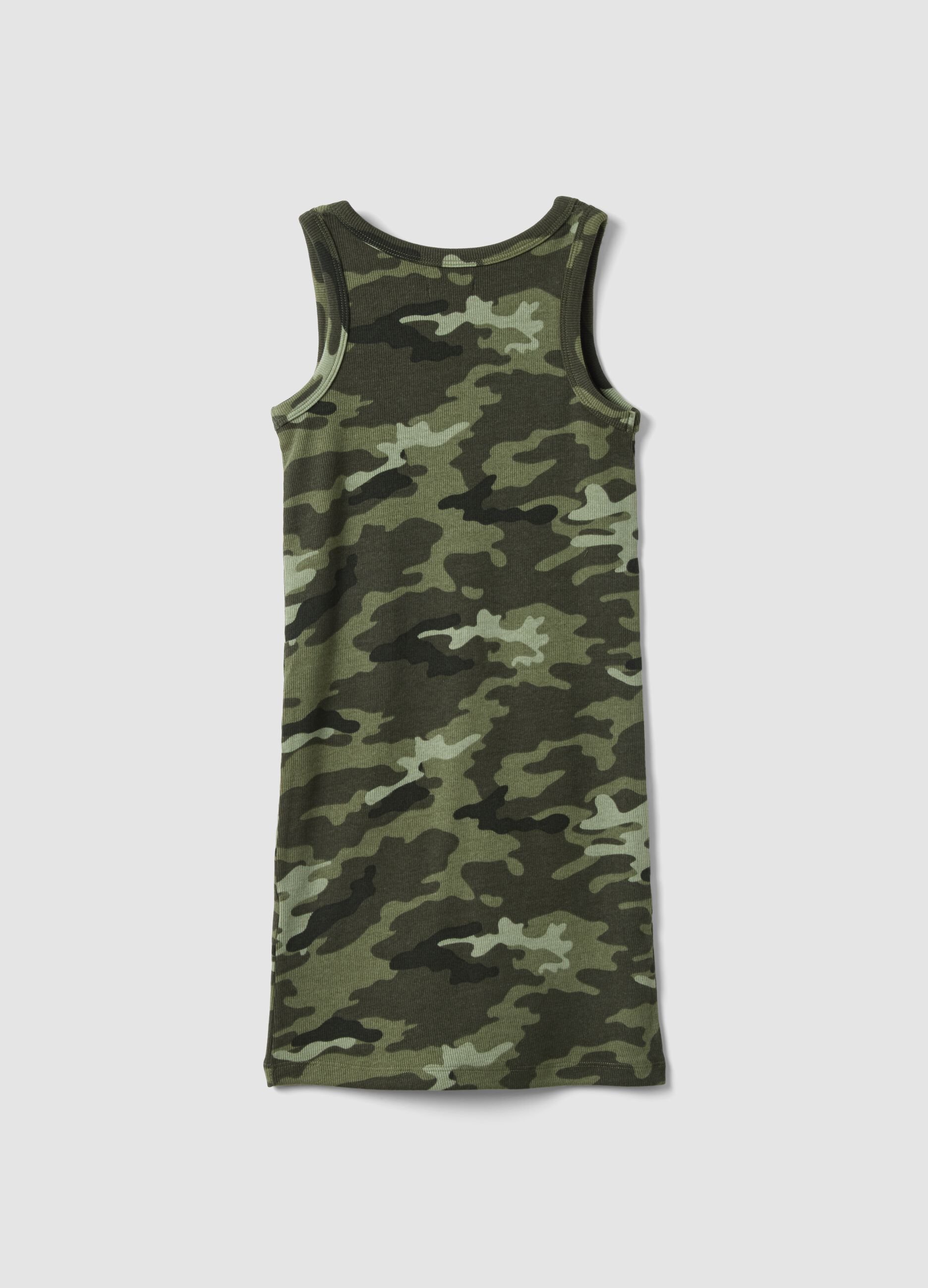 Green sleeveless stretch cotton dress