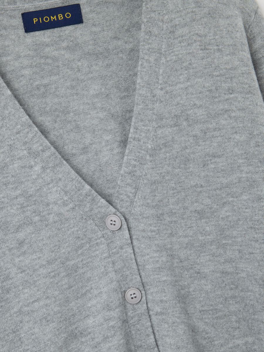 Cardigan grigio in pura lana_5
