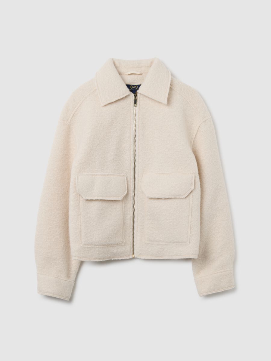 Giacca bianca regular fit con zip_5