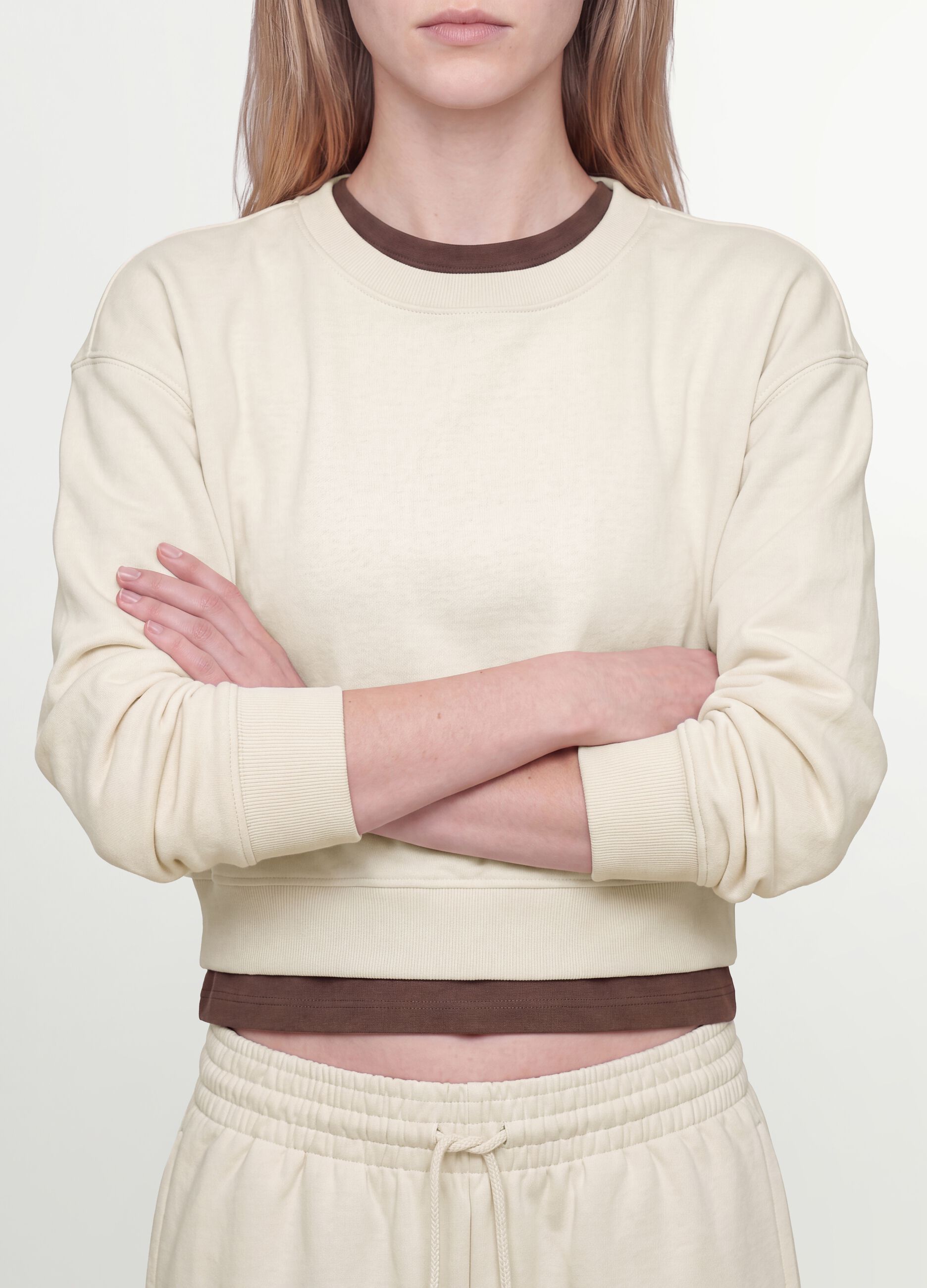 Felpa bianca in misto cotone a girocollo regular fit