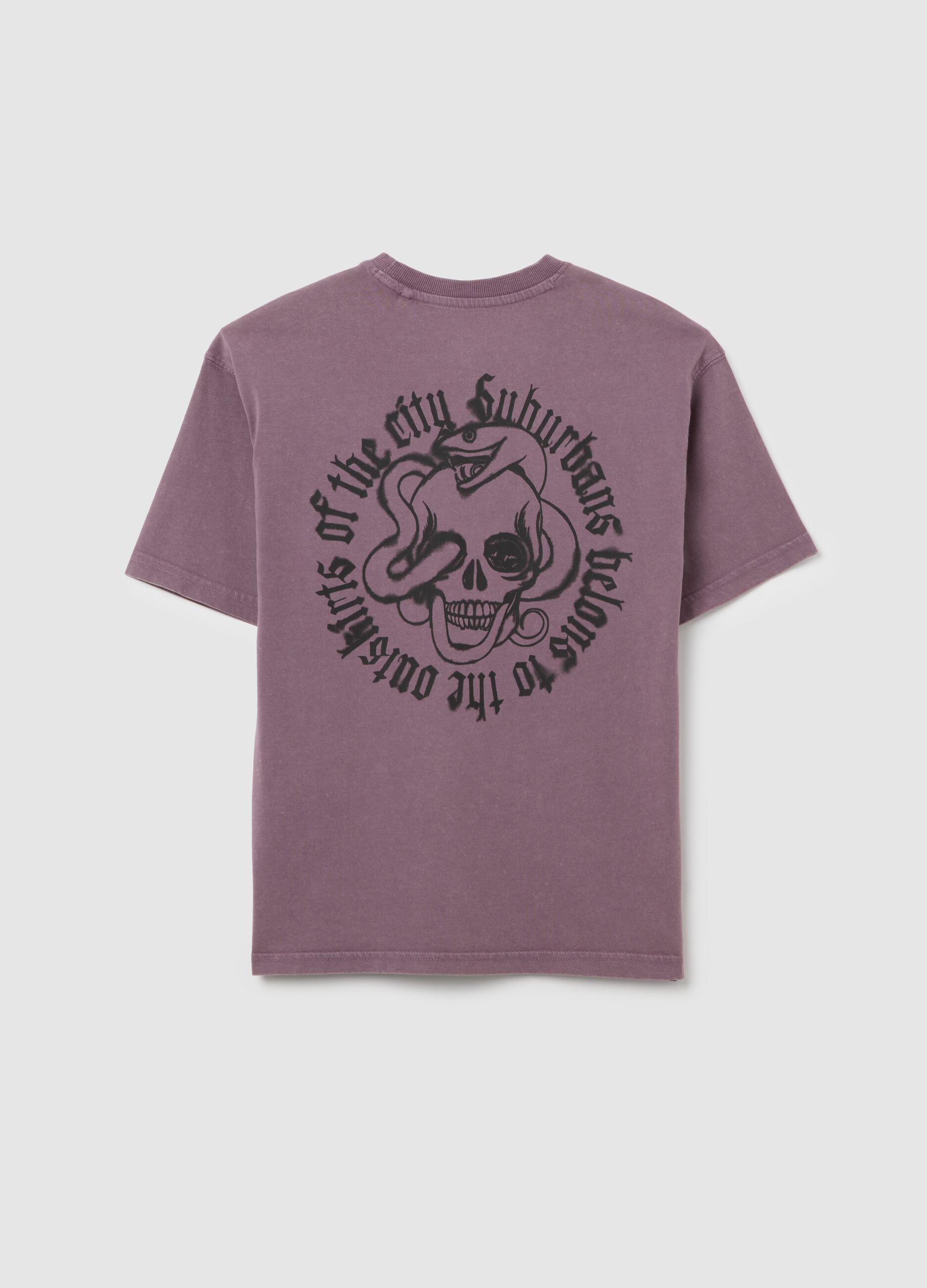 Oversized purple cotton T-shirt by OVS Kids