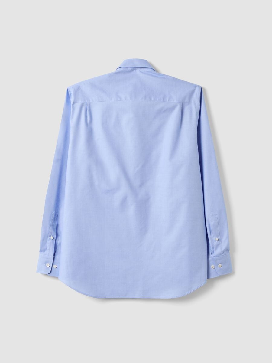Camicia azzurra in puro compact cotton con collo francese regular fit_1