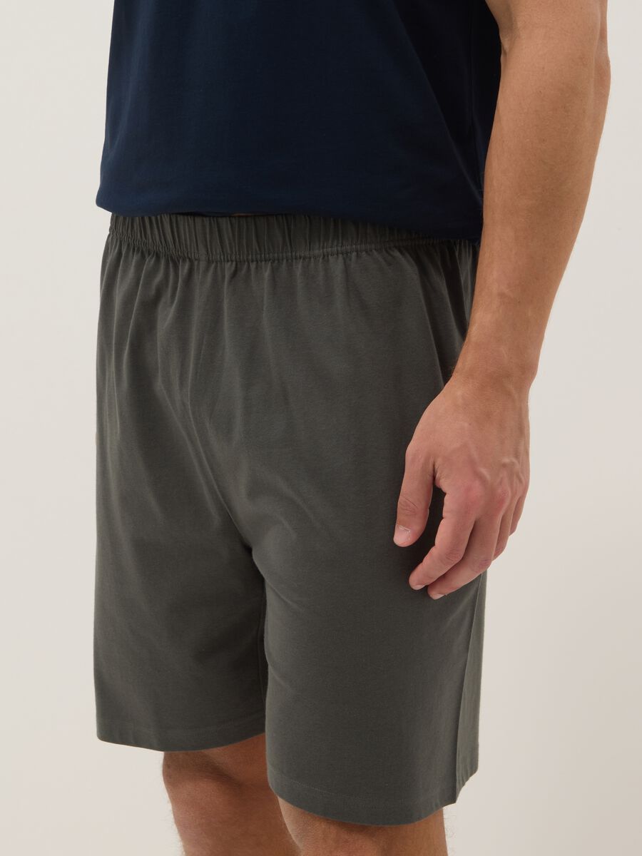 Multicolour Regular Fit V-neck Organic Cotton Jersey Short Pyjamas_3