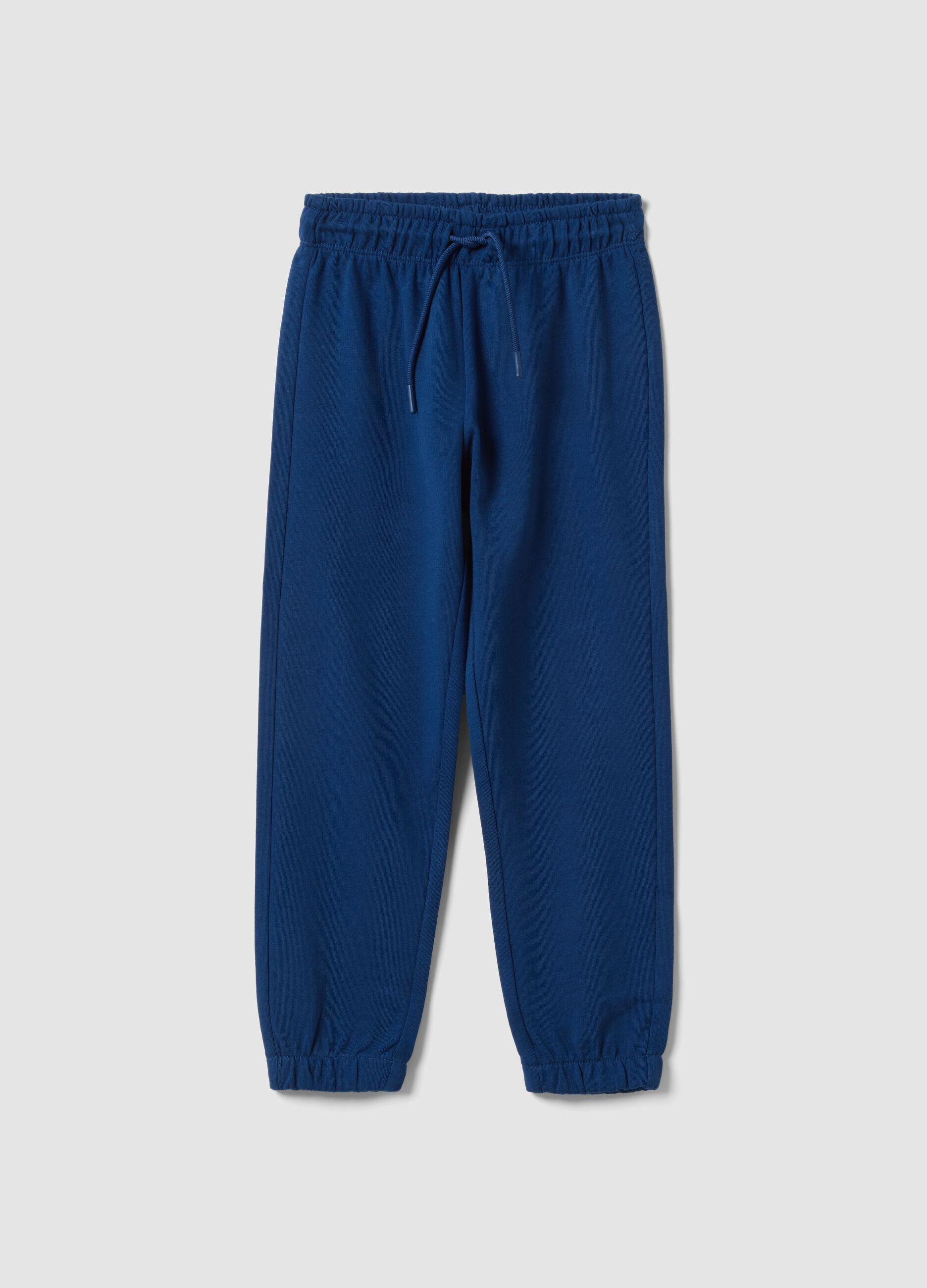 Kids' regular fit pure cotton blue jogger trousers