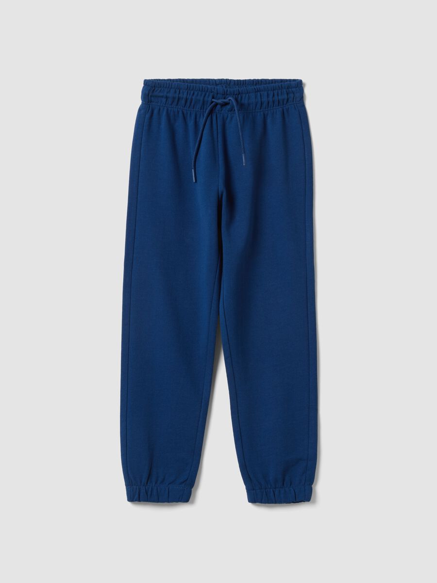 Kids' regular fit pure cotton blue jogger trousers_0