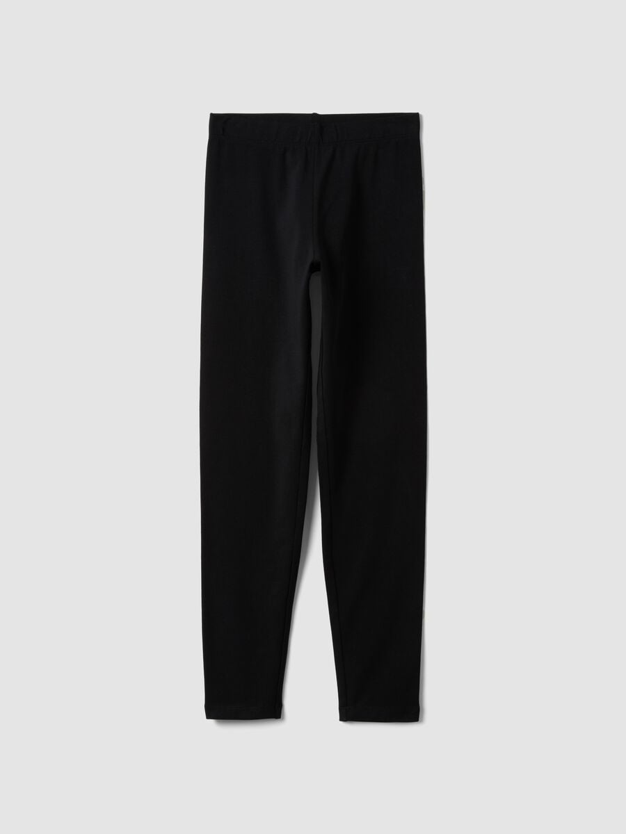 Black skinny girls&rsquo; leggings in stretch organic cotton_3