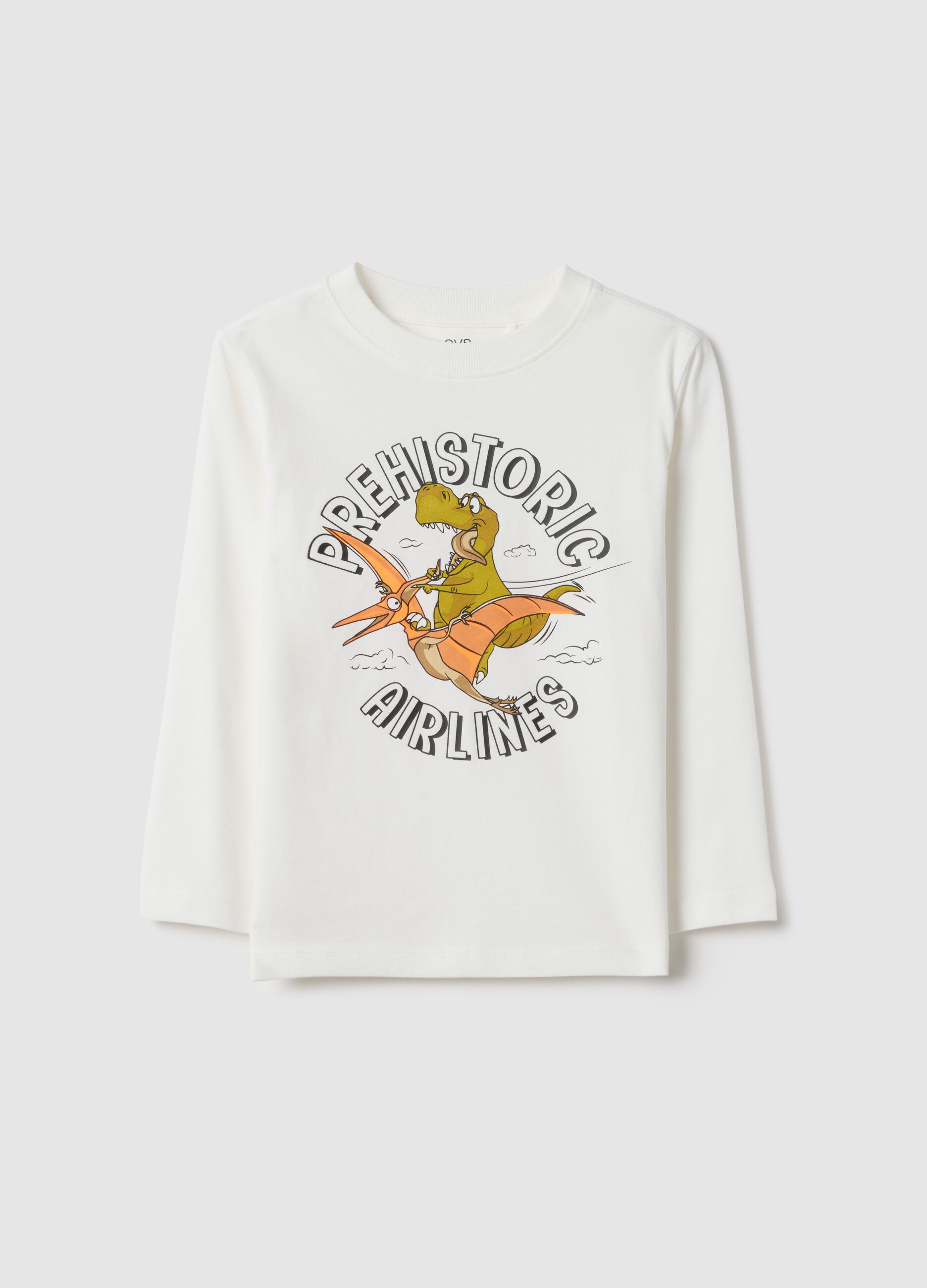 Children's regular fit white pure cotton T-shirt with print