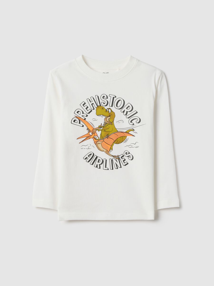 Children's regular fit white pure cotton T-shirt with print_0