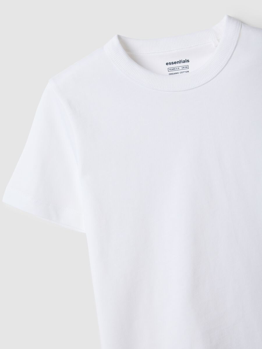 White children's crew neck t-shirt in pure cotton regular fit_2