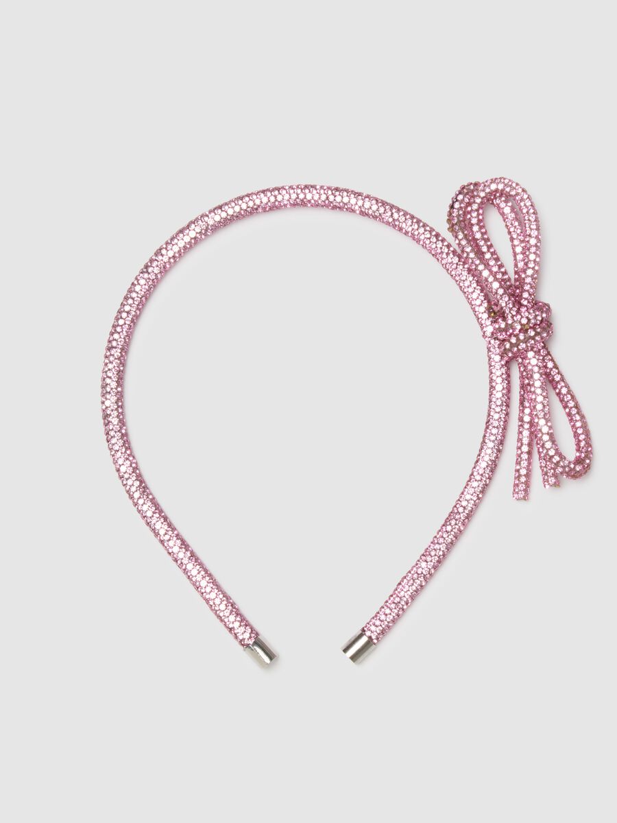 Pink girls' headband with bow_0