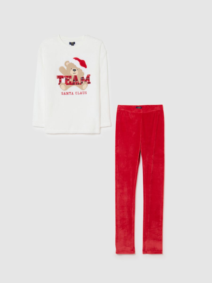 Multicolour Christmas pyjama for girls with regular fit and print_0