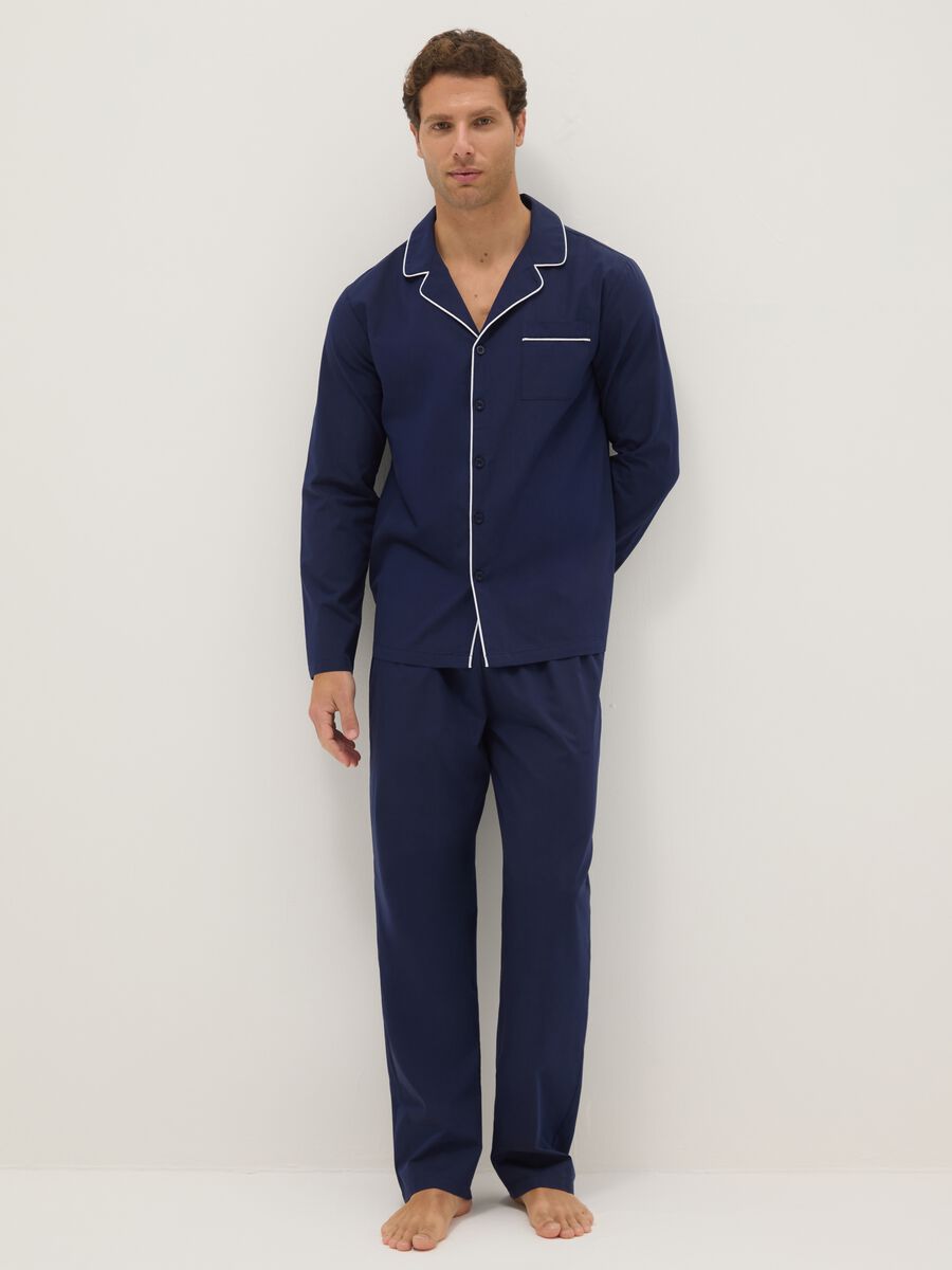 Blue Pure Cotton Regular Fit Pyjamas_0