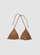 Brown triangle bikini top in stretch fabric with braided tie straps_4
