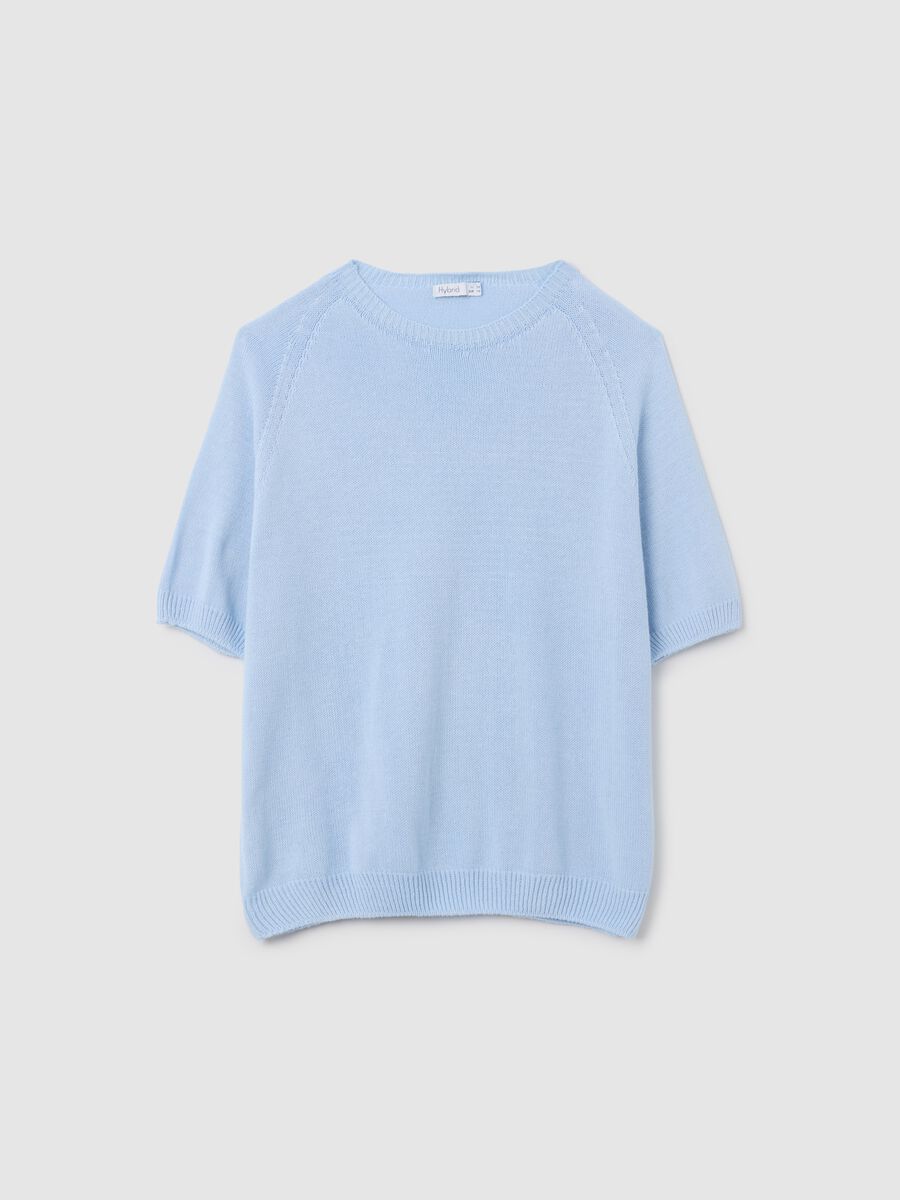 Women's light blue pure cotton regular fit t-shirt_4