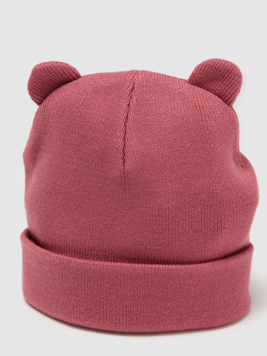 Cappello da bambina rosso con orecchie_2