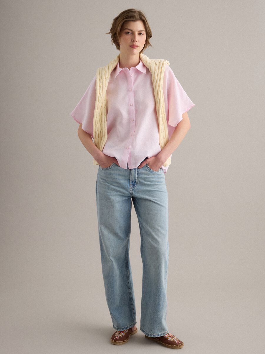 Pink pure linen regular-fit shirt_2