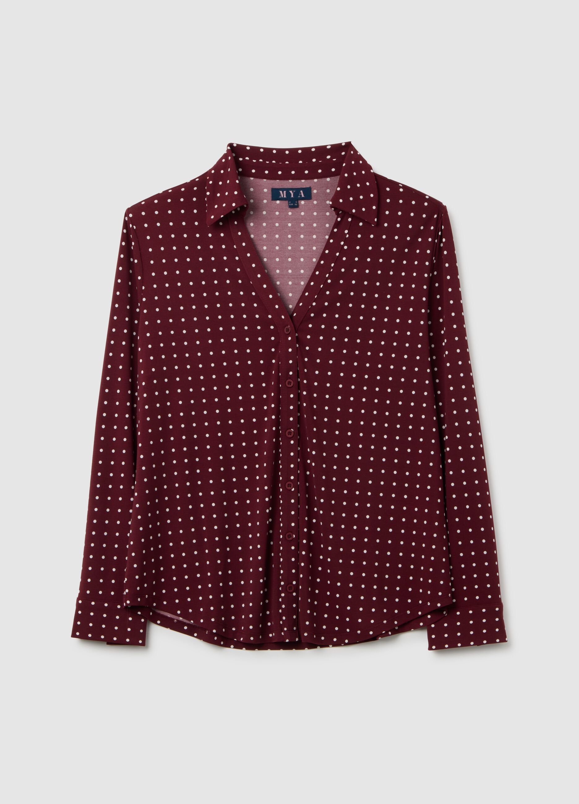Burgundy Long Sleeve T-Shirt with Collar