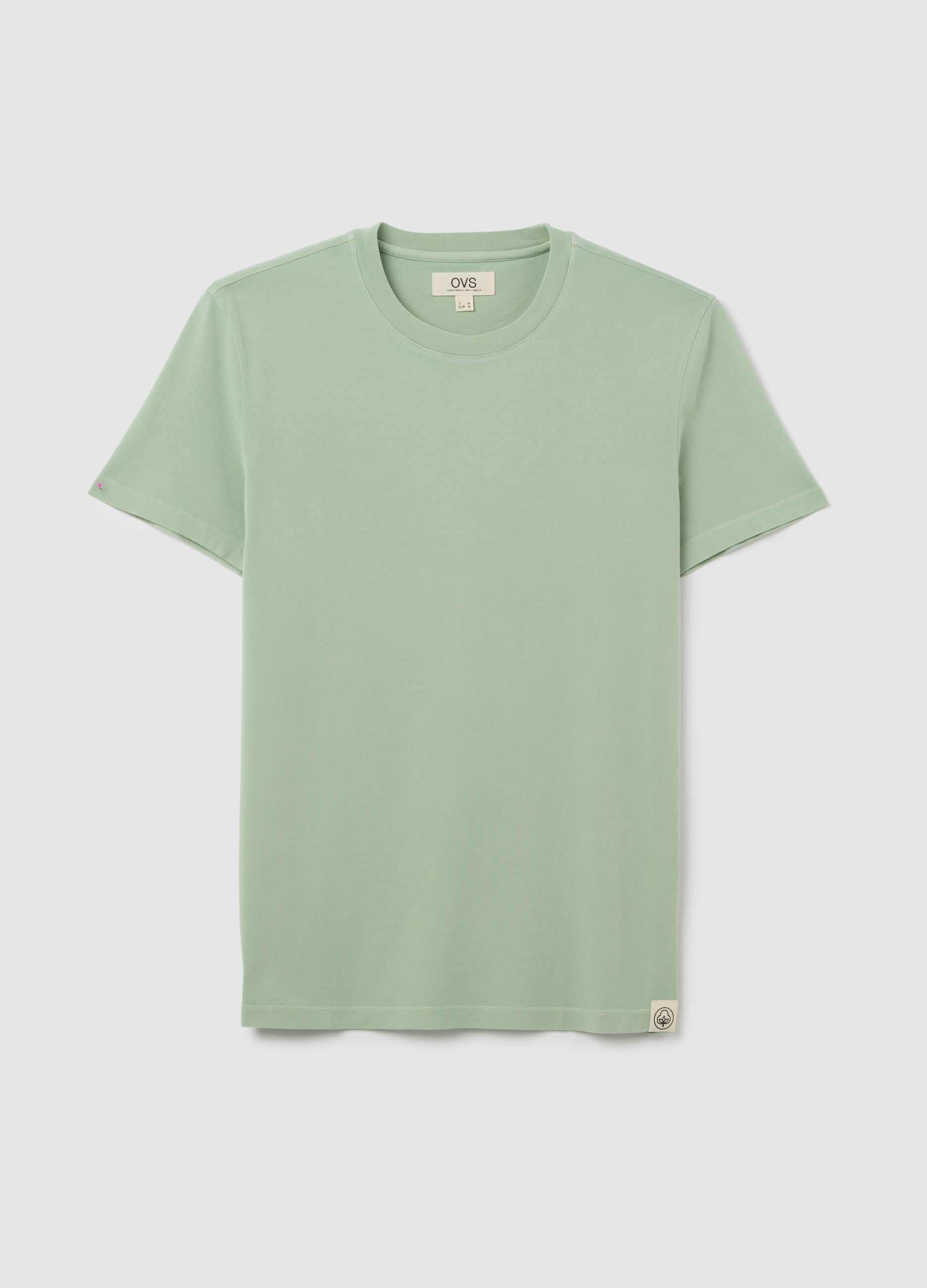 T-shirt da uomo in puro cotone verde regular fit