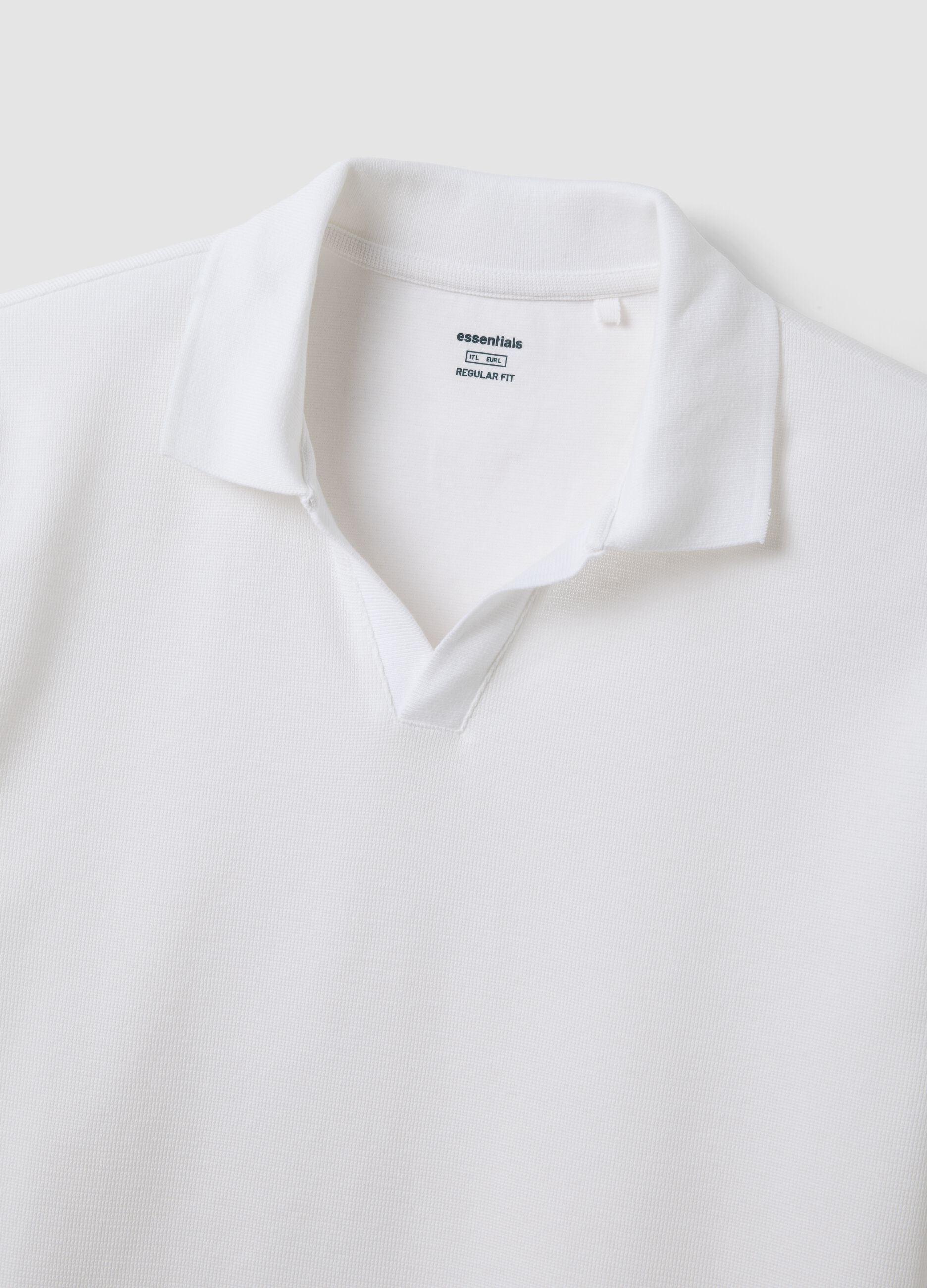 White stretch cotton polo shirt