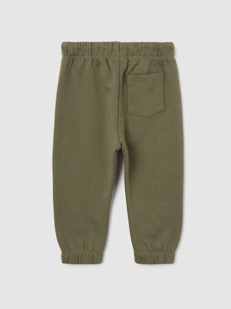 Pantaloni da bimbo in puro cotone verdi regular fit con vita elasticizzata_1