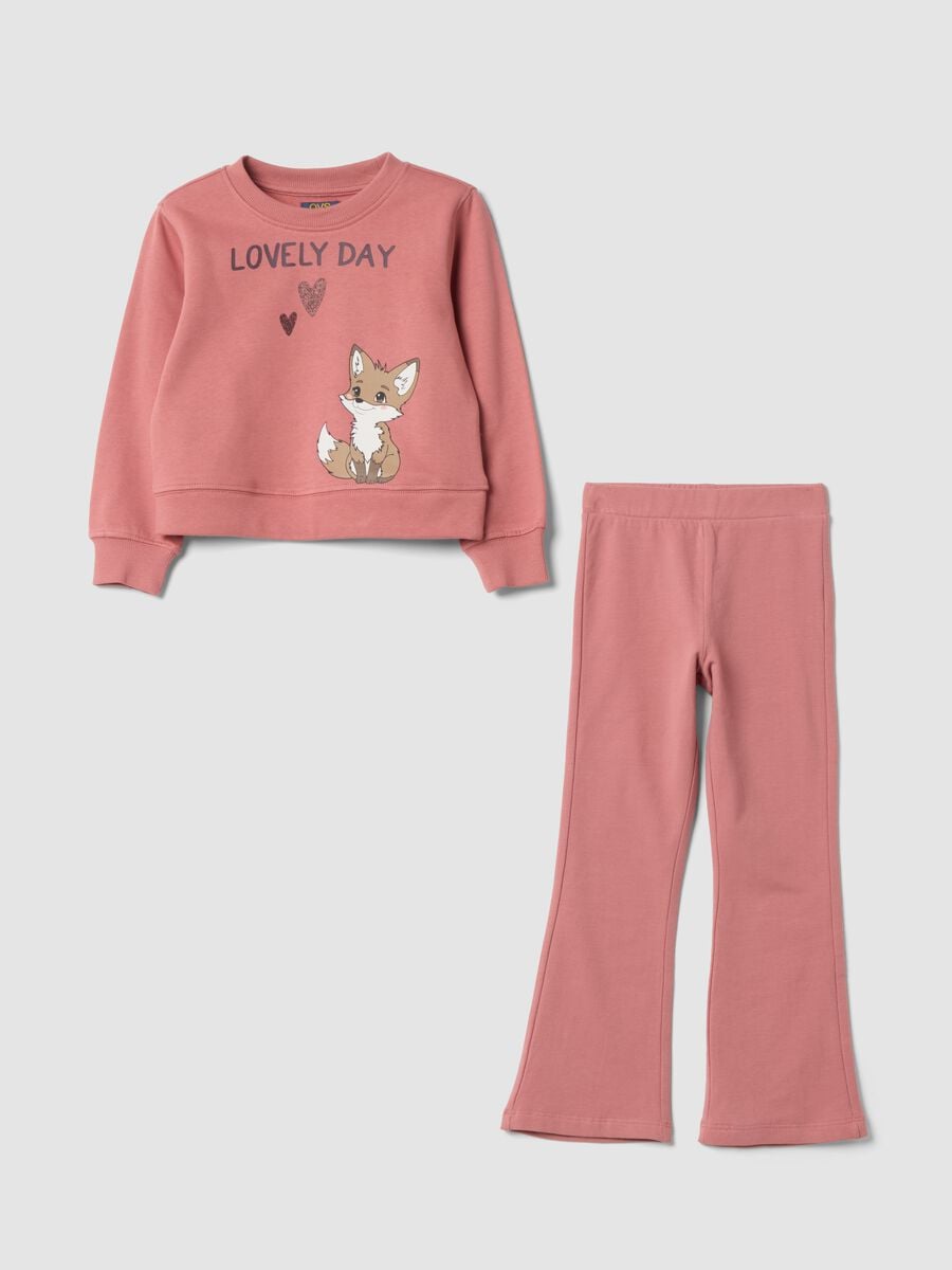 Pink pure cotton jogging set with fox print_0