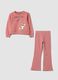 Completo jogging rosa in puro cotone con stampa volpe_0