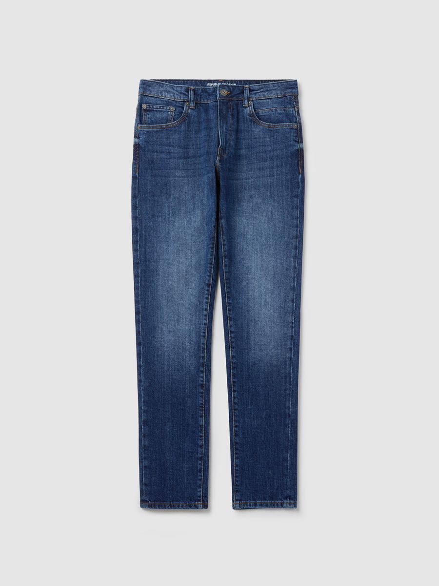 Slim-fit cross-hatch cotton jeans_4