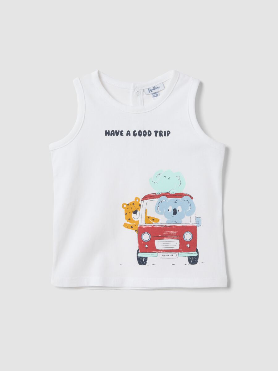 White organic cotton vest with print_0