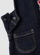 Salopette blu in cotone elasticizzato con ricamo orsetto per neonato_3