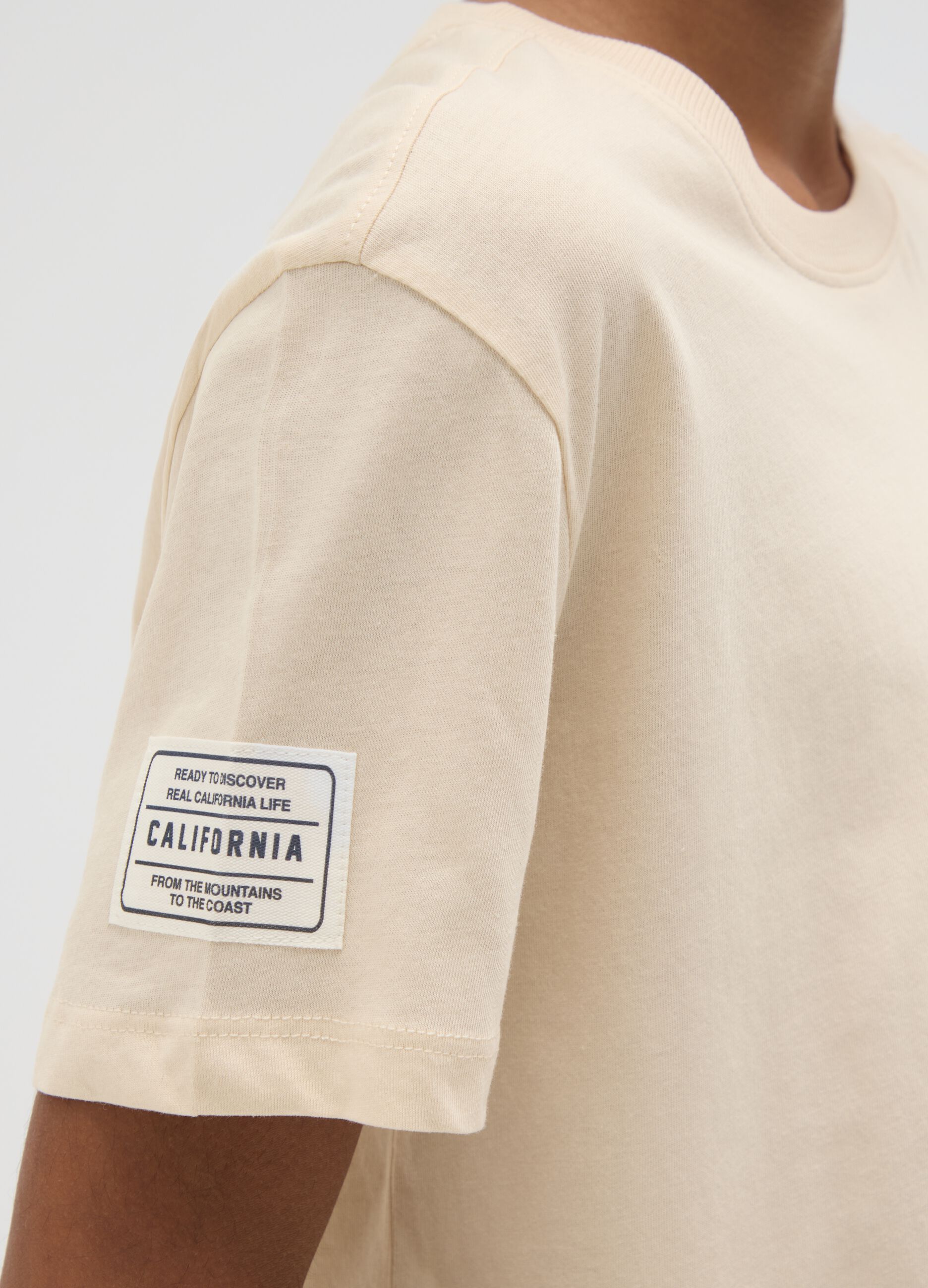 Beige T-shirt in pure cotton