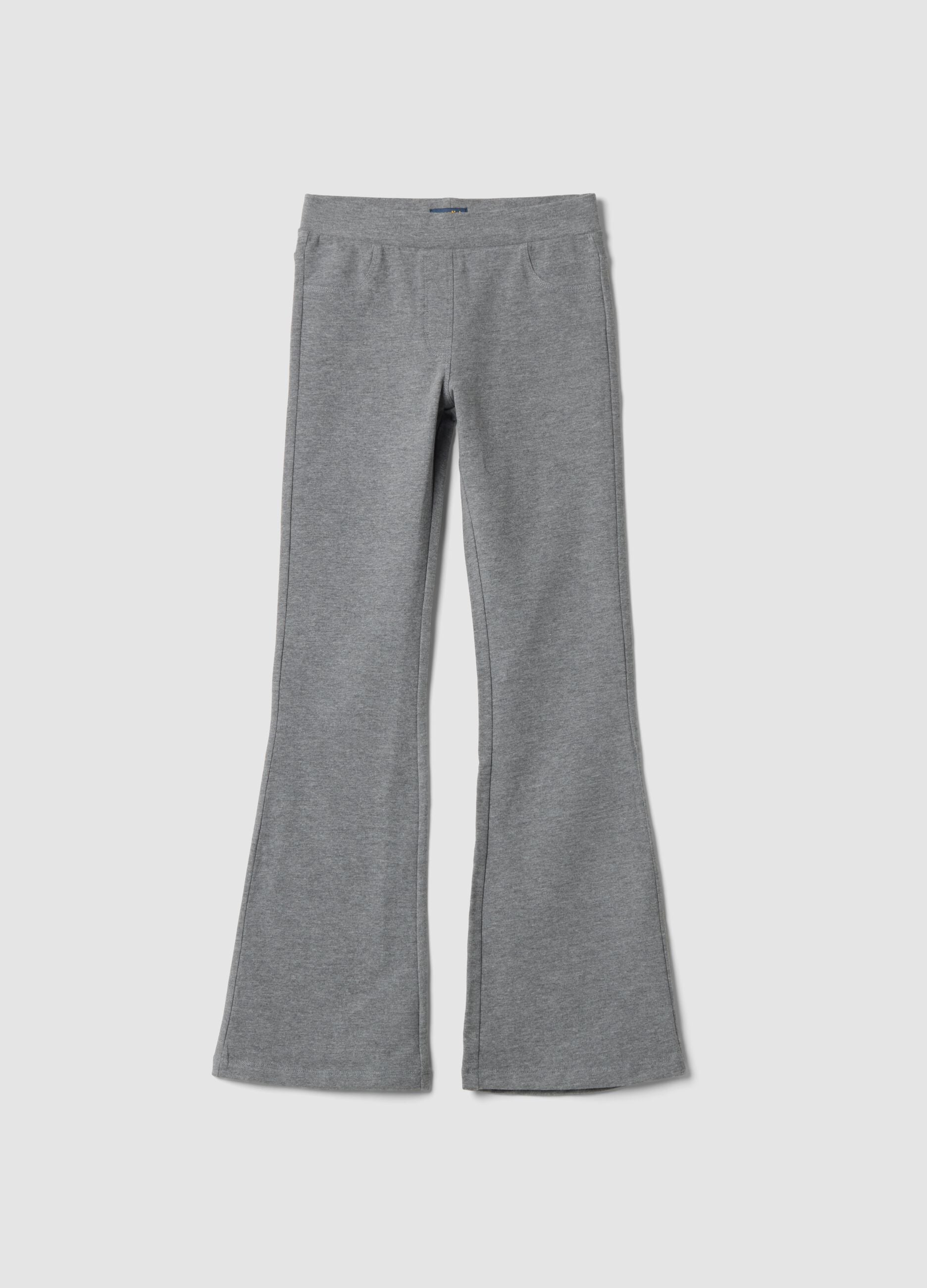Grey flared trousers in organic cotton and stretch viscose