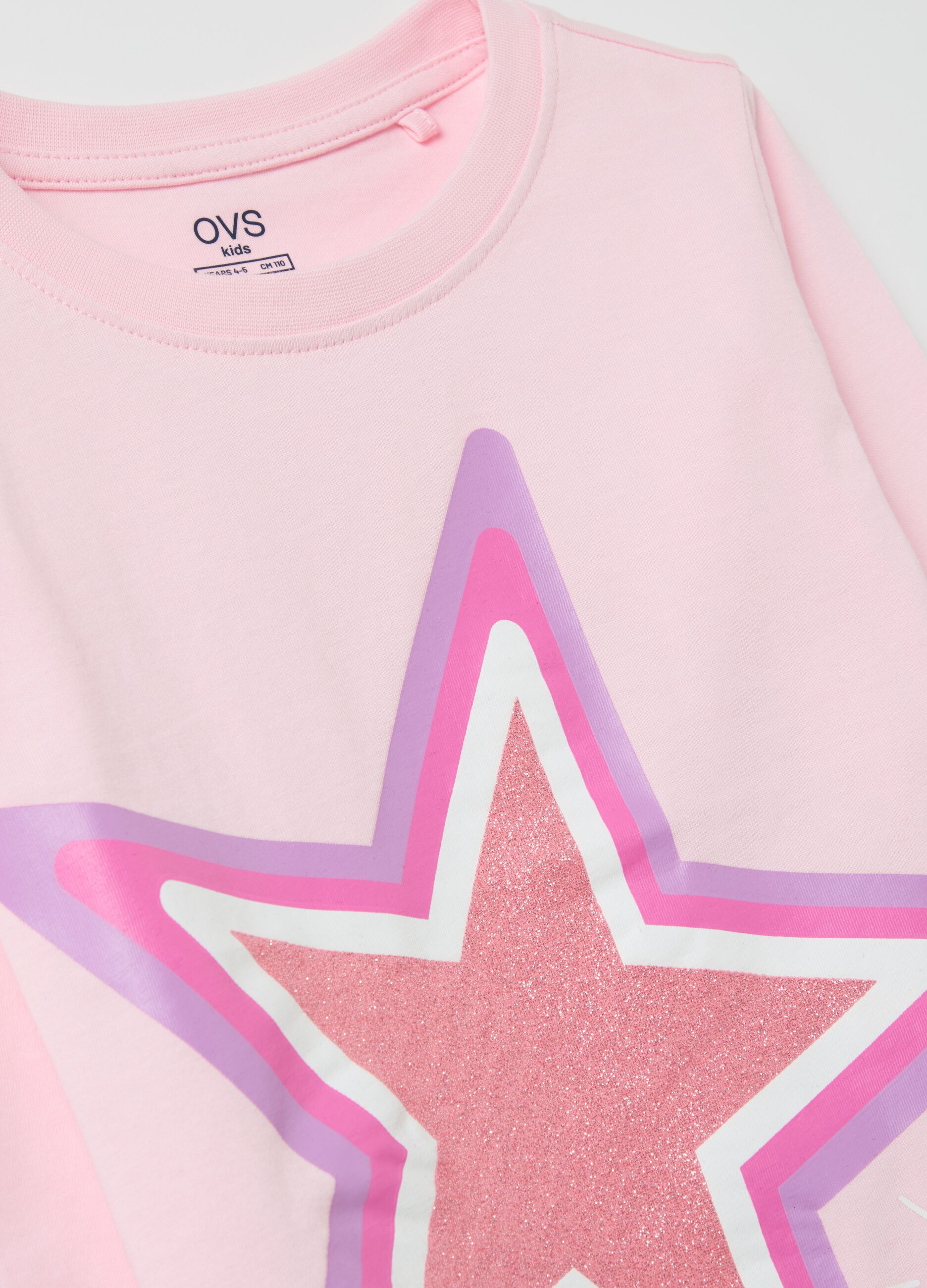 Long-sleeved T-shirt with glitter print