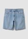 Light Blue Denim-Blend Slim Fit Shorts_4