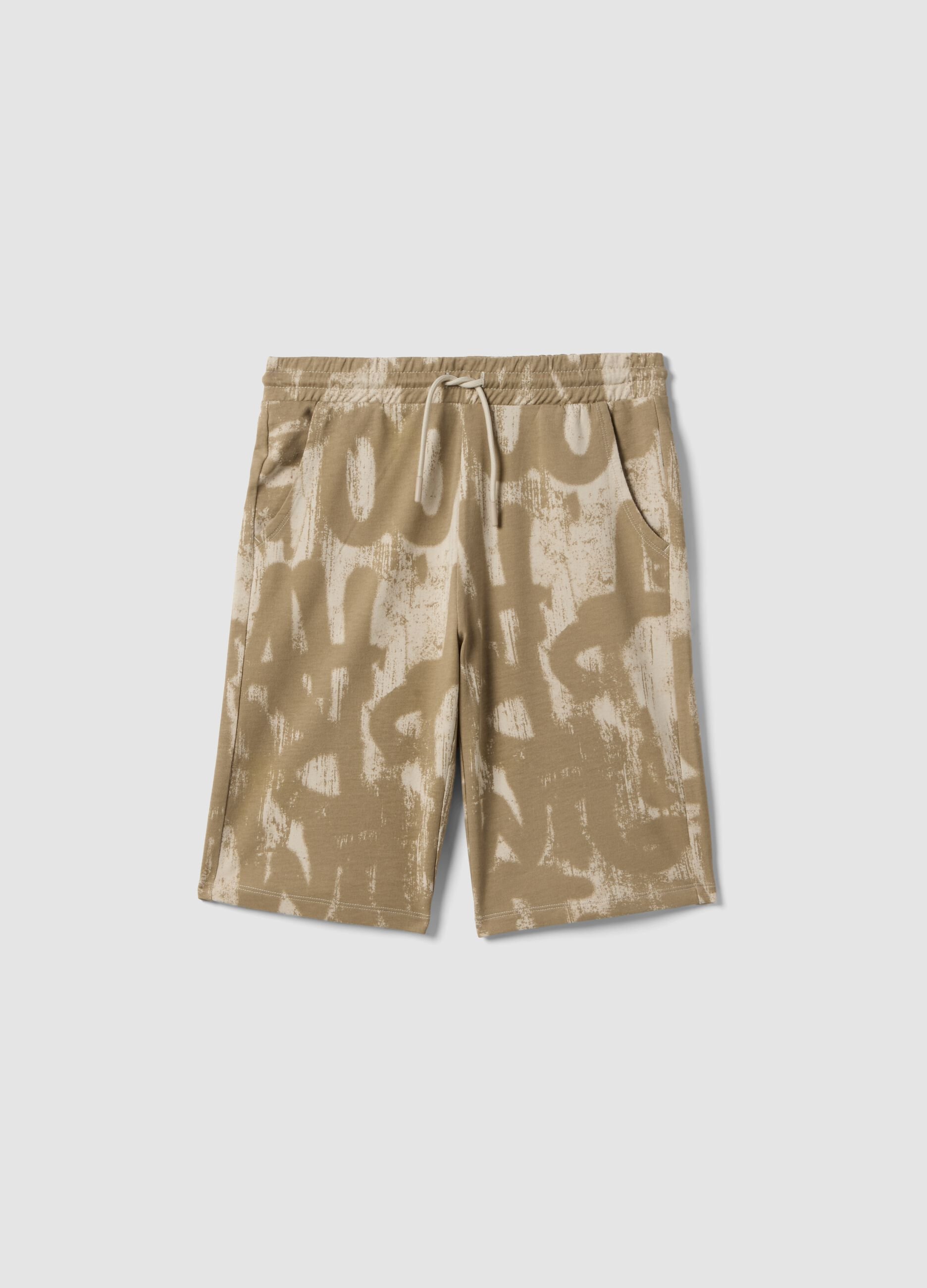 Pure Cotton Beige Printed Shorts for Boys Regular Fit