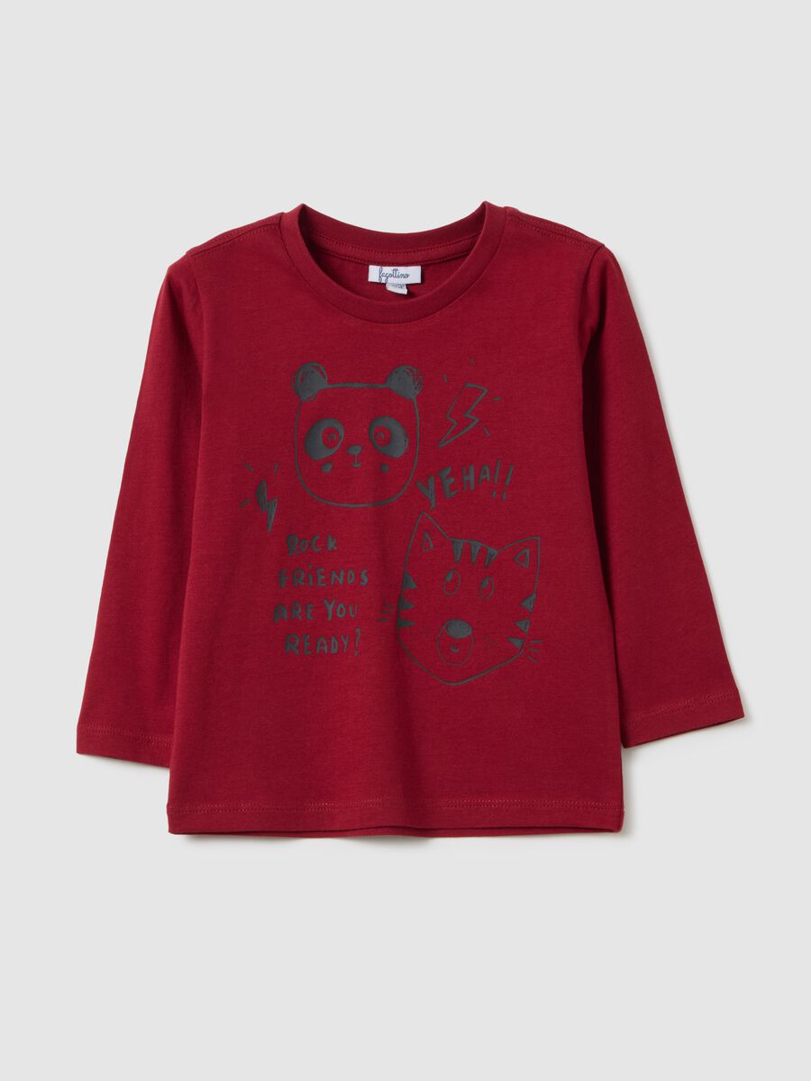 Maglia da neonato in puro cotone rosso regular fit_0