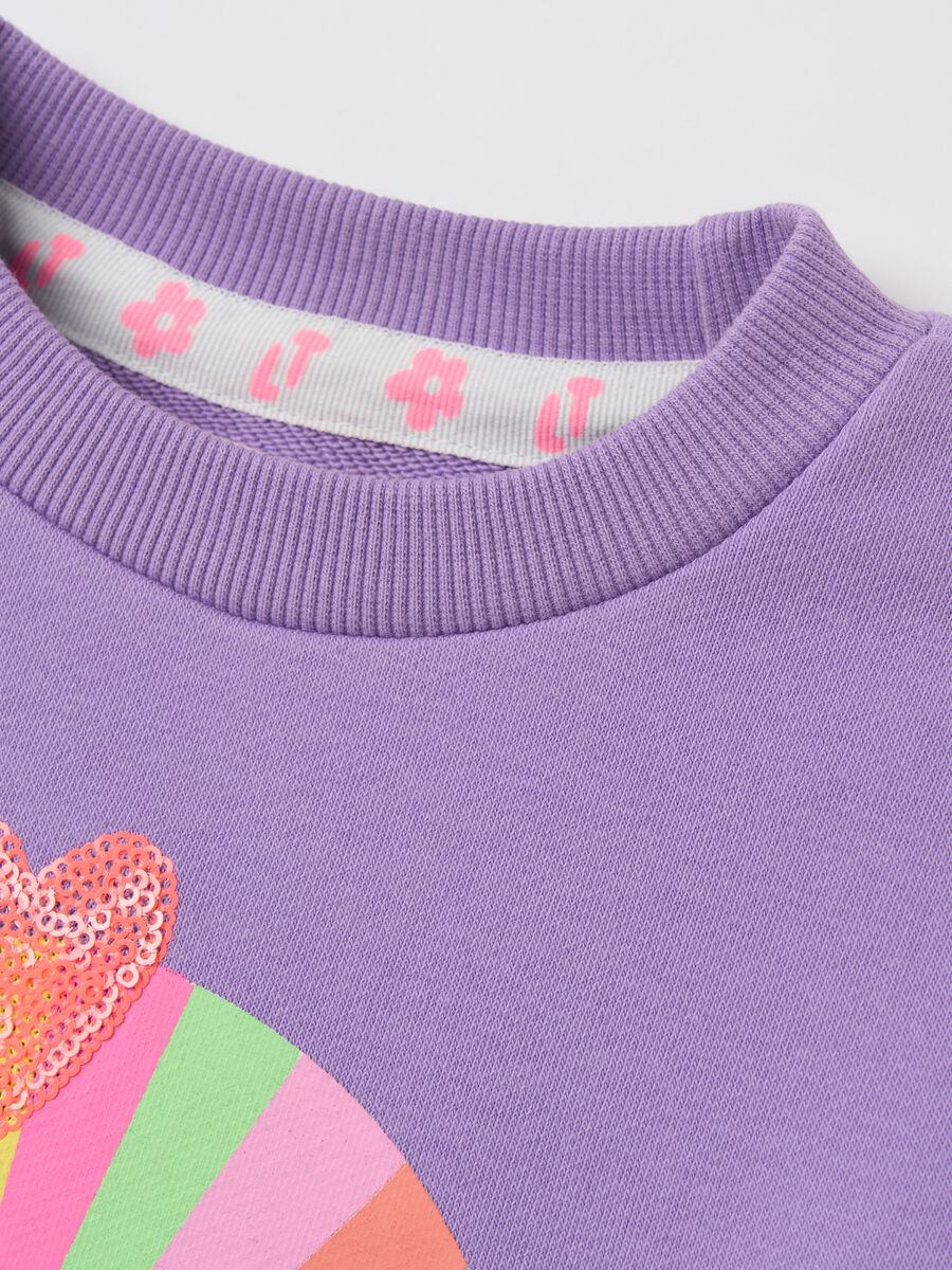 Sweatshirt with sequins and rainbow print_3