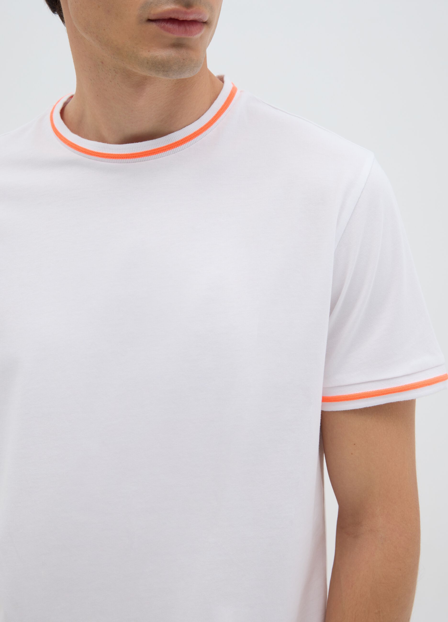 Men's multicolour pure cotton T-shirt, regular fit with fluorescent details