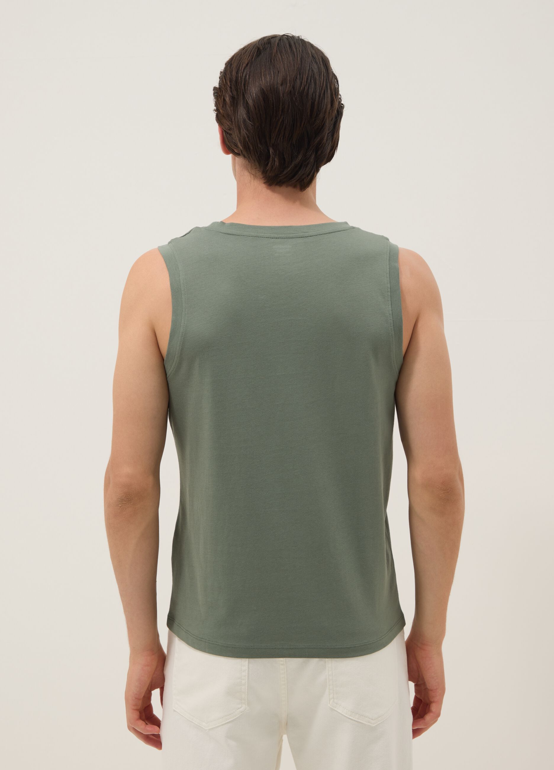 Green pure cotton tank top