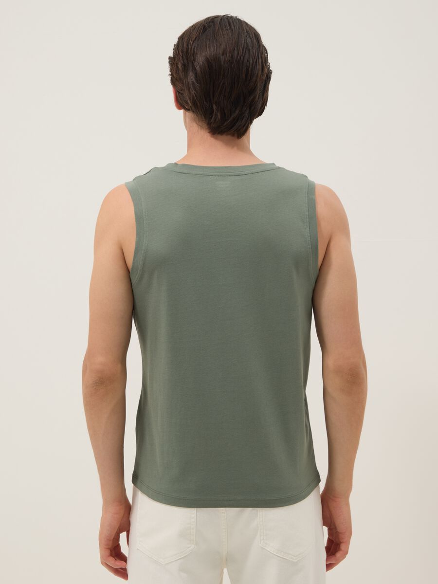 Green pure cotton tank top_2