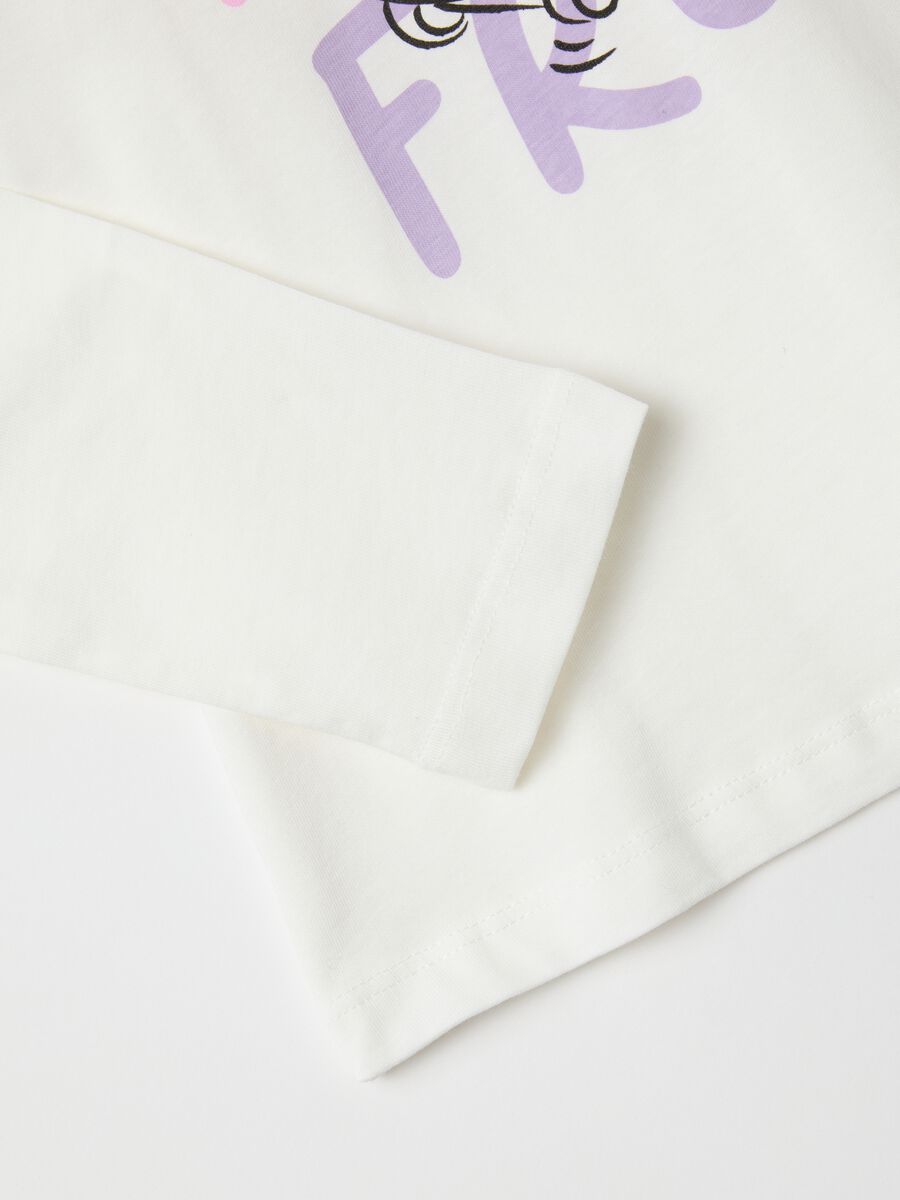 Girls' white pure cotton T-shirt regular fit with print_3