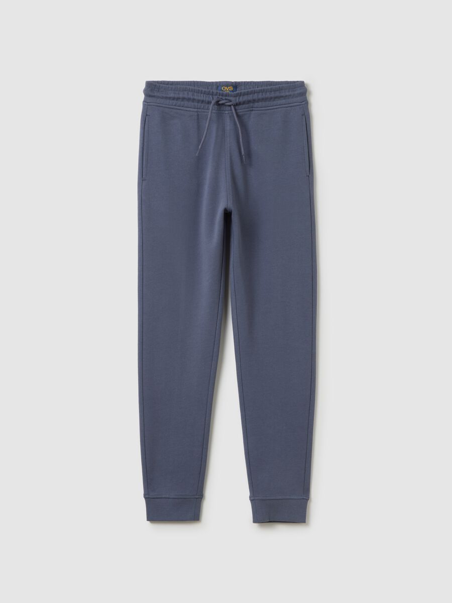 Boys' pure cotton blue jogger trousers regular fit with back pocket_0