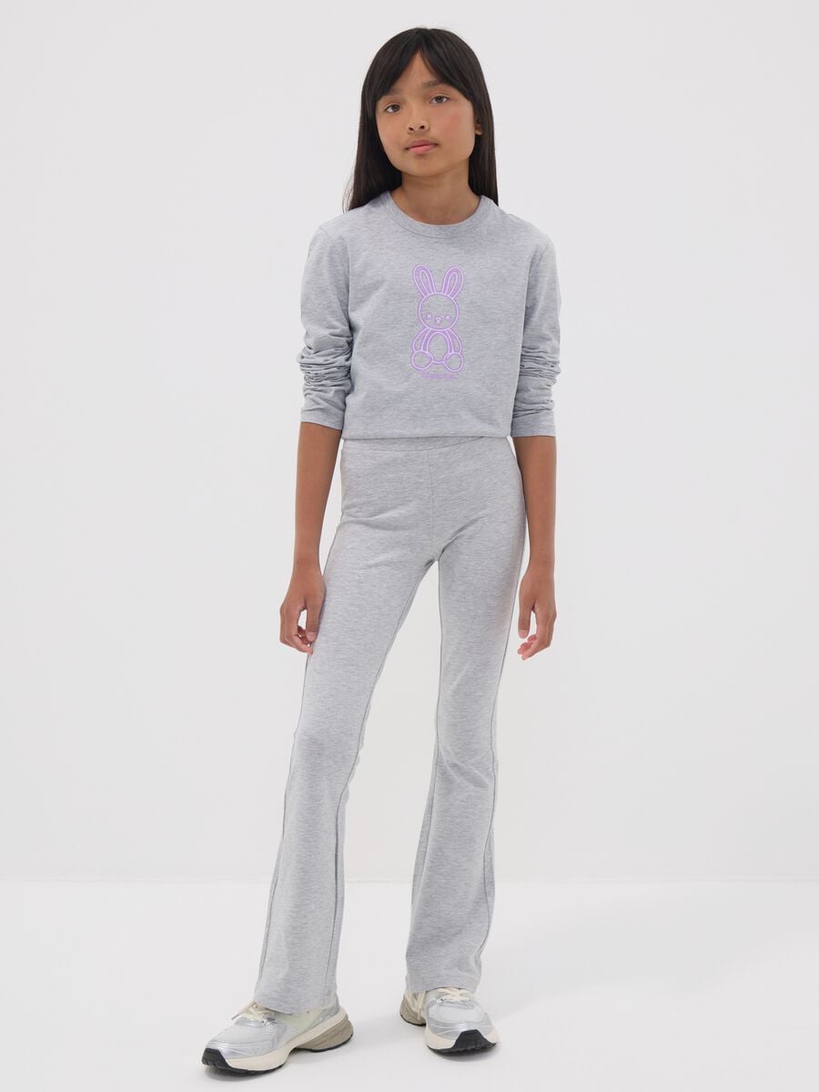 Leggings grigi flare in cotone organico elasticizzato per ragazza_1