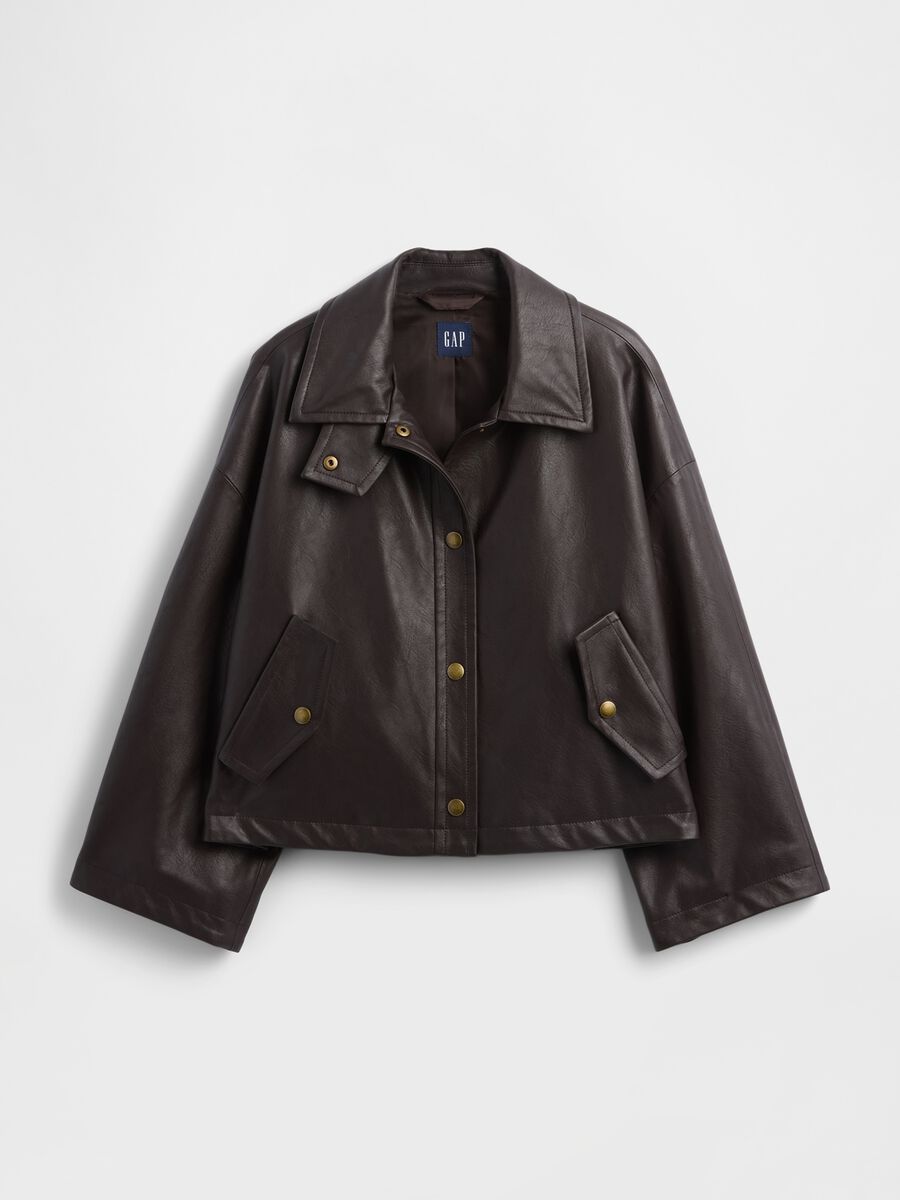 Brown Faux Leather Jacket_5