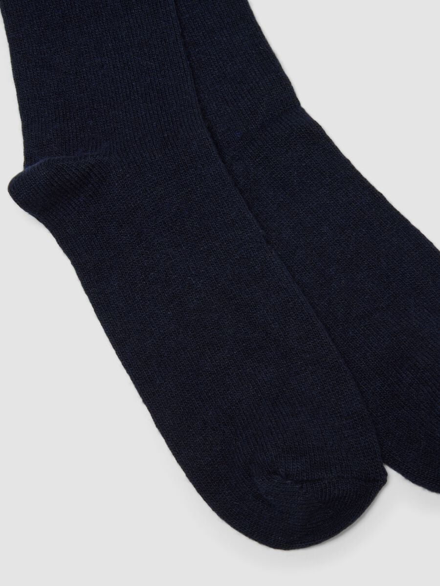 Calze lunghe blu in lana, viscosa e cashmere elasticizzato_1