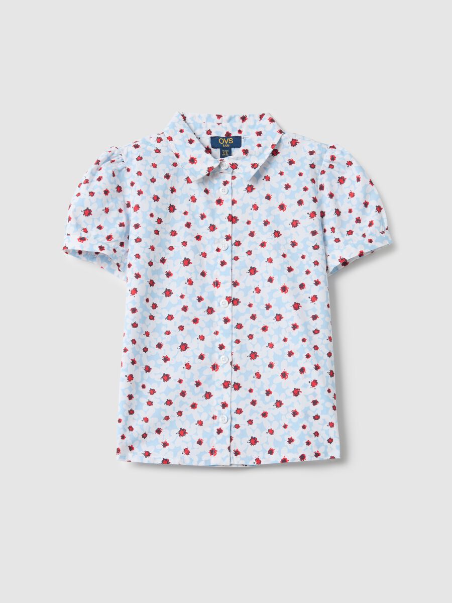 Camicia in puro cotone multicolor floreale da bambina regular fit_0