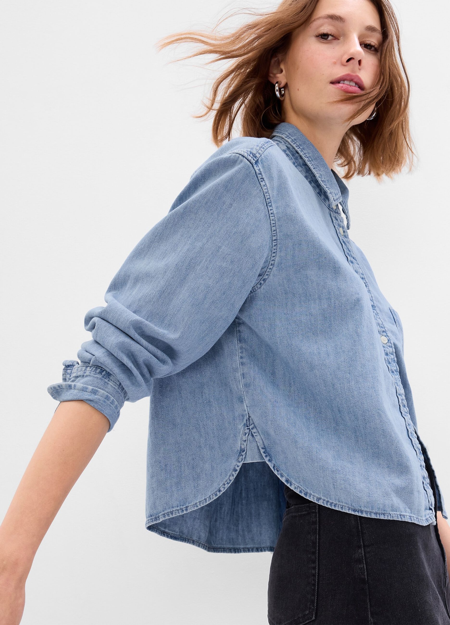 Camicia crop in denim