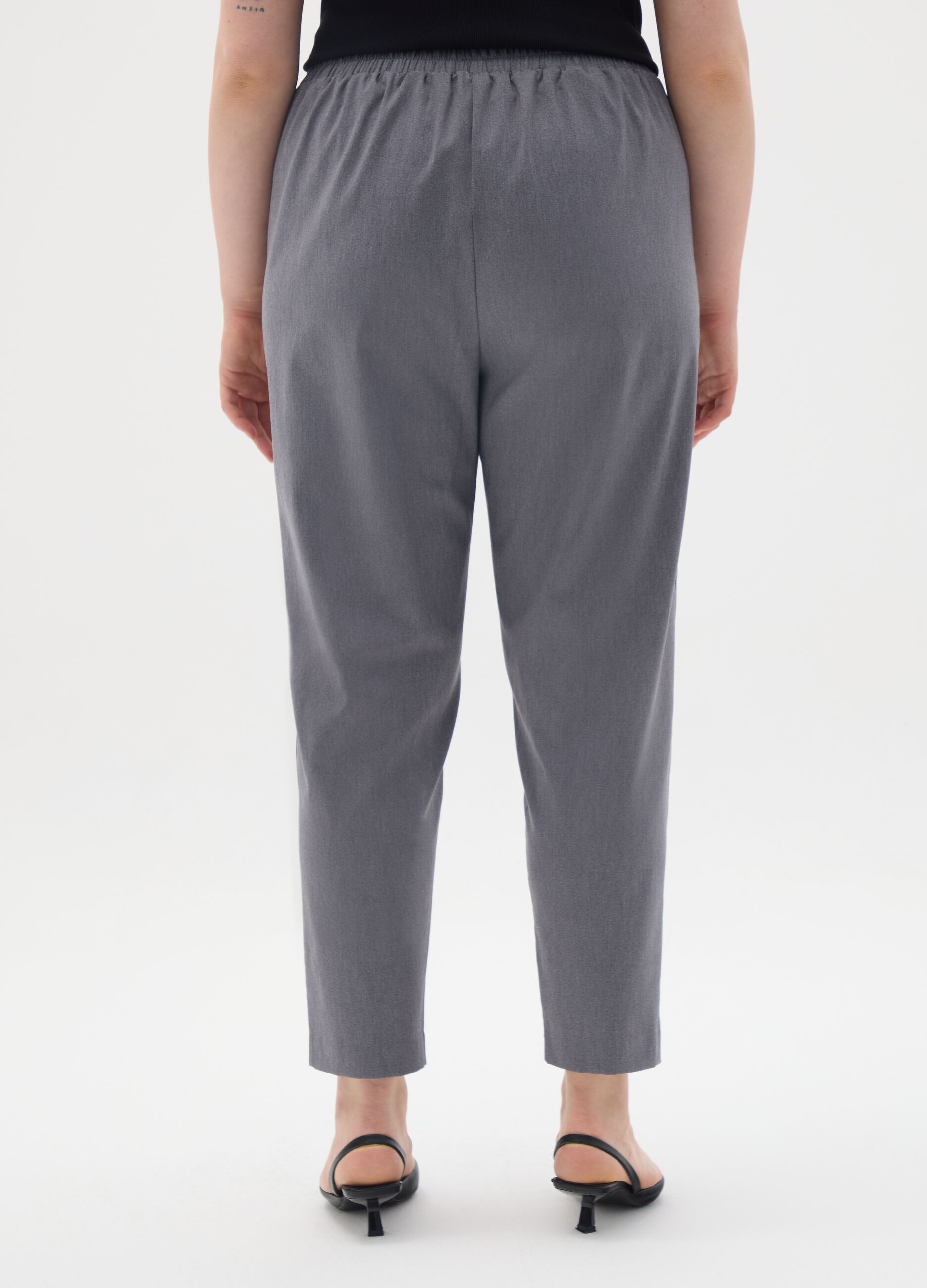 Grey Viscose Blend Regular Fit Leggings