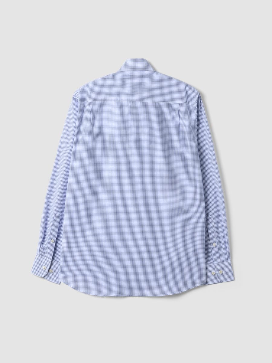 Light blue cotton-blend checked easy-iron regular-fit shirt_6