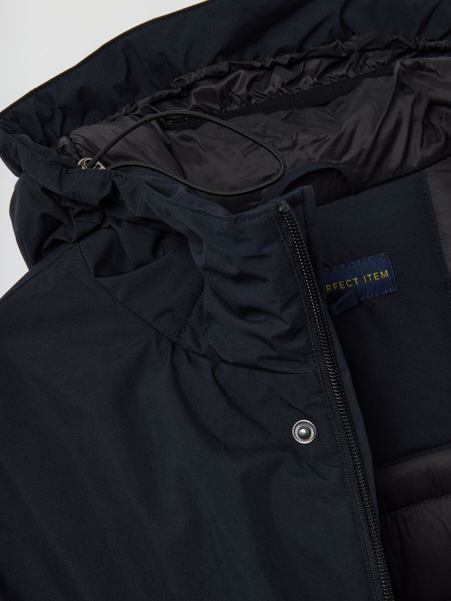 Blue regular fit padded parka with hood and zip_1