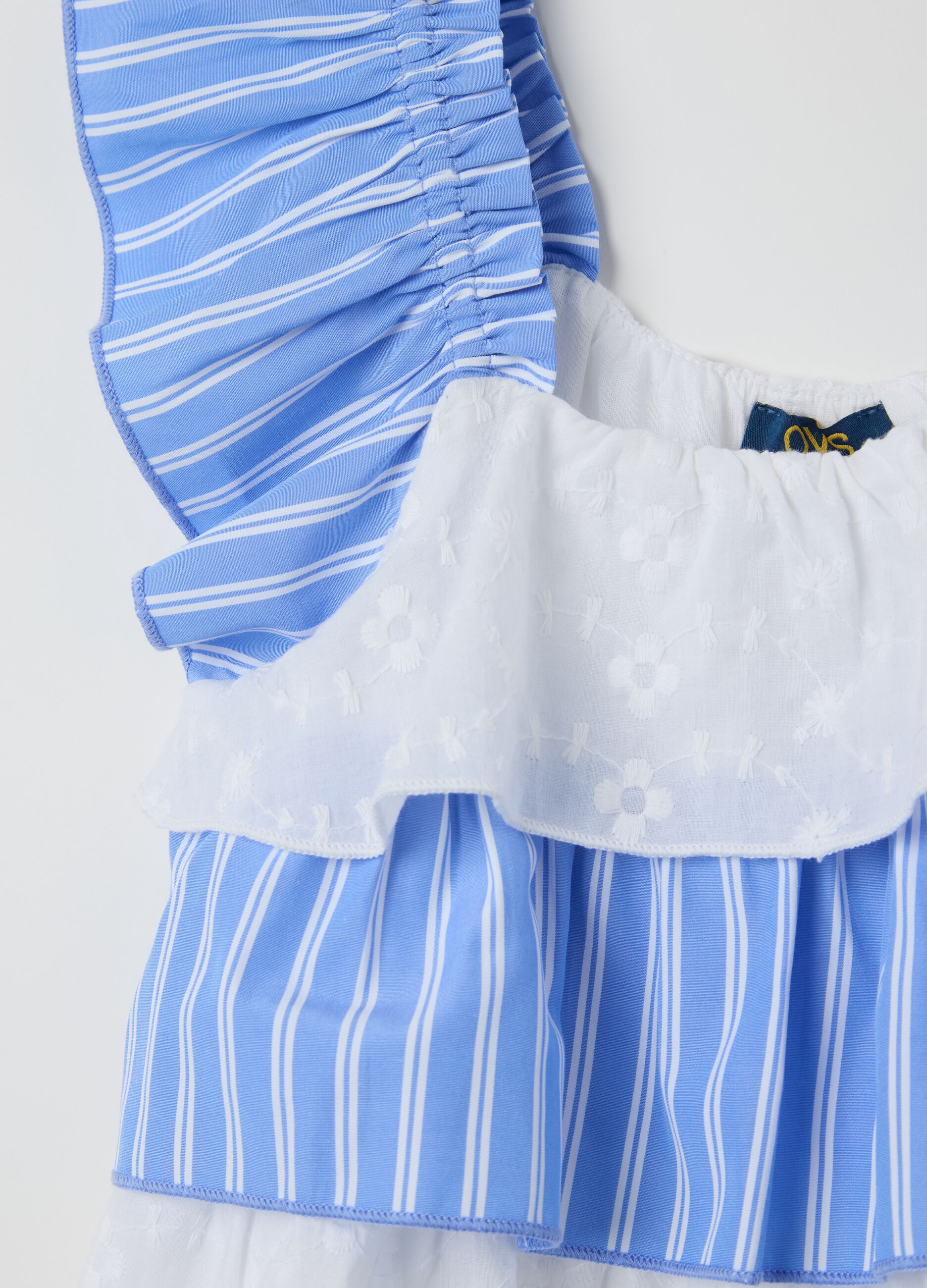 Blouse with light blue and white stripes